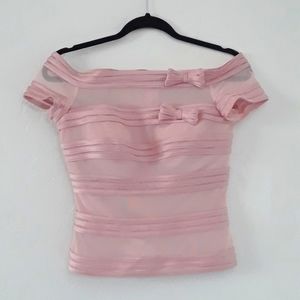 JS Signature blush pink boat neckline top size 4
